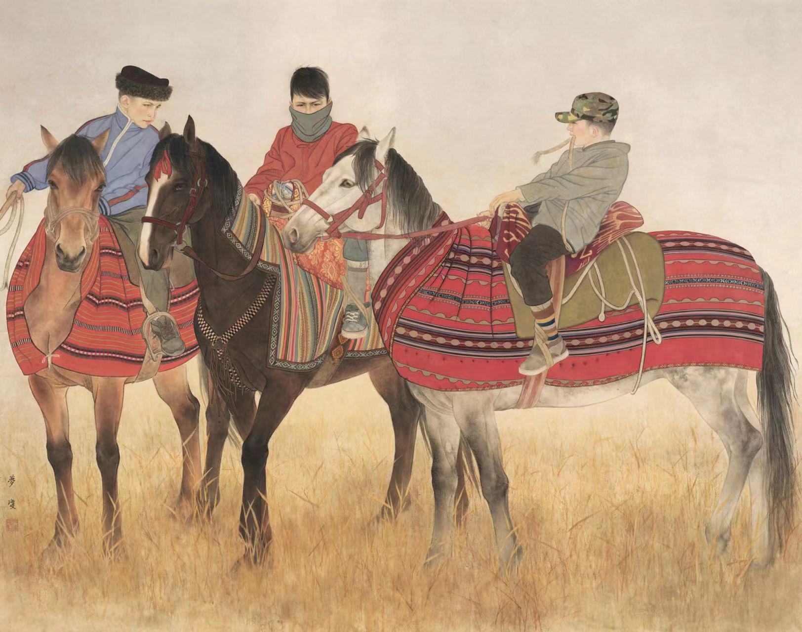 何夢瓊 小騎手(中國畫) 北京 150cm×190cm