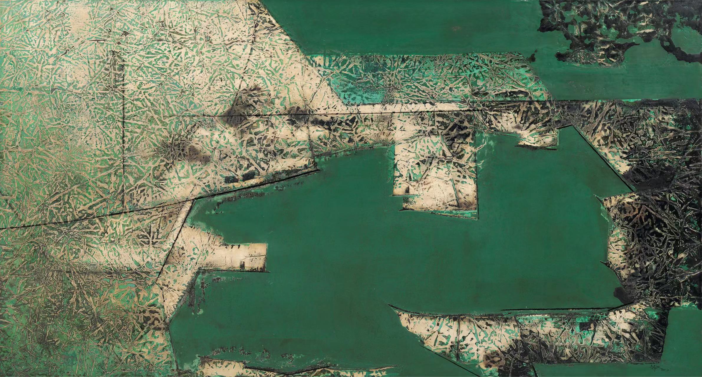 胡本七    月詔·映象(漆畫) 天津  97.5cm×180cm