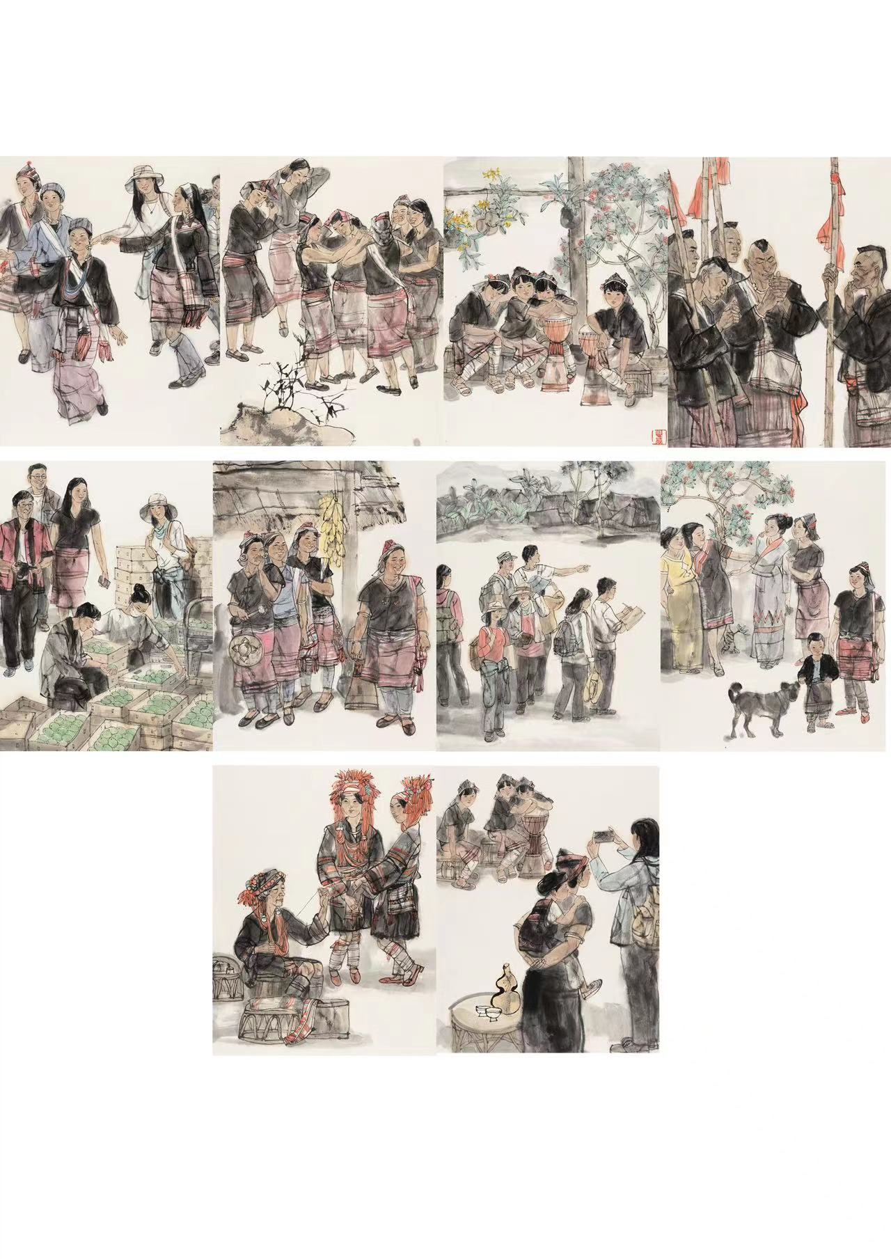 周 圓 四月的歡歌(連環畫)  上海 50cm×38cm×10